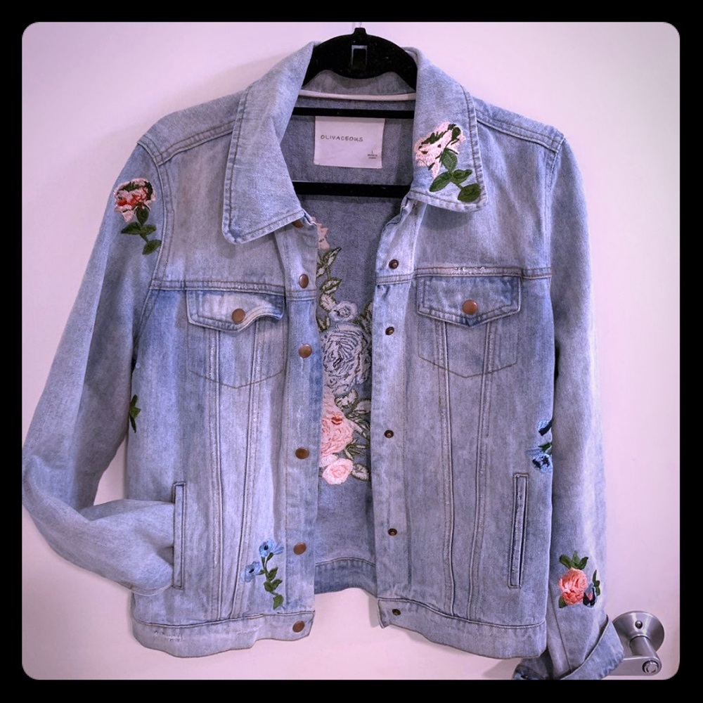Olivaceous Flora Denim Jacket